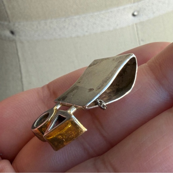 WRE Vintage Artisan Abstract Modernist Amethyst White Stone 925 Pendant Necklace - Picture 10 of 15